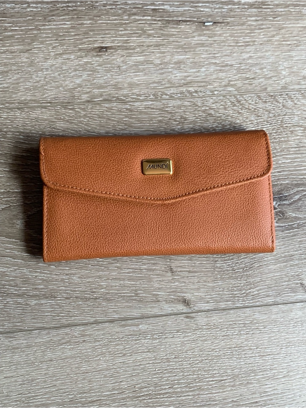 mundi Tan Orange Envelope Wallet Clutch